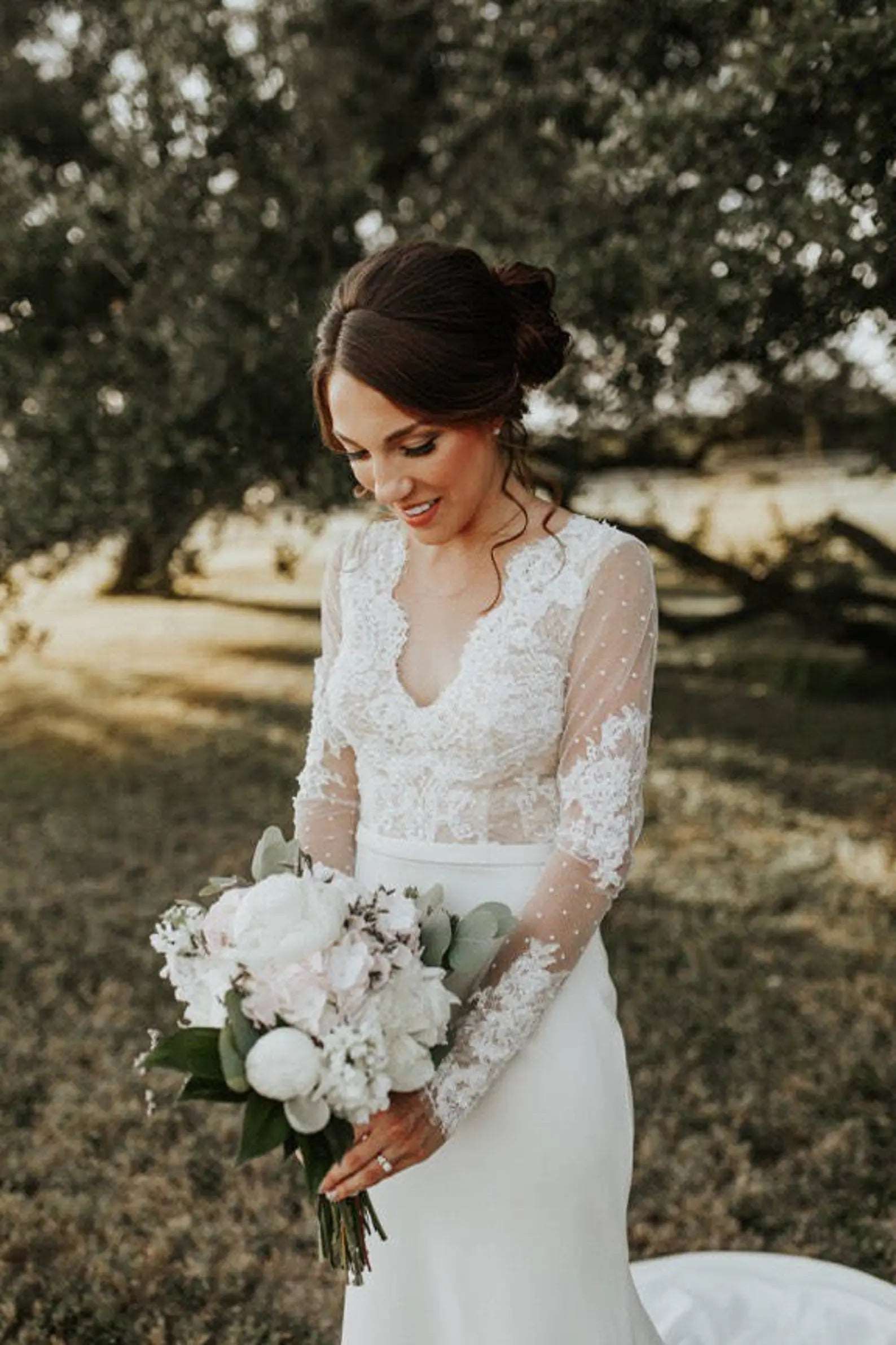 Polka Dot Lace Fit & Flare Wedding Dress Lauren