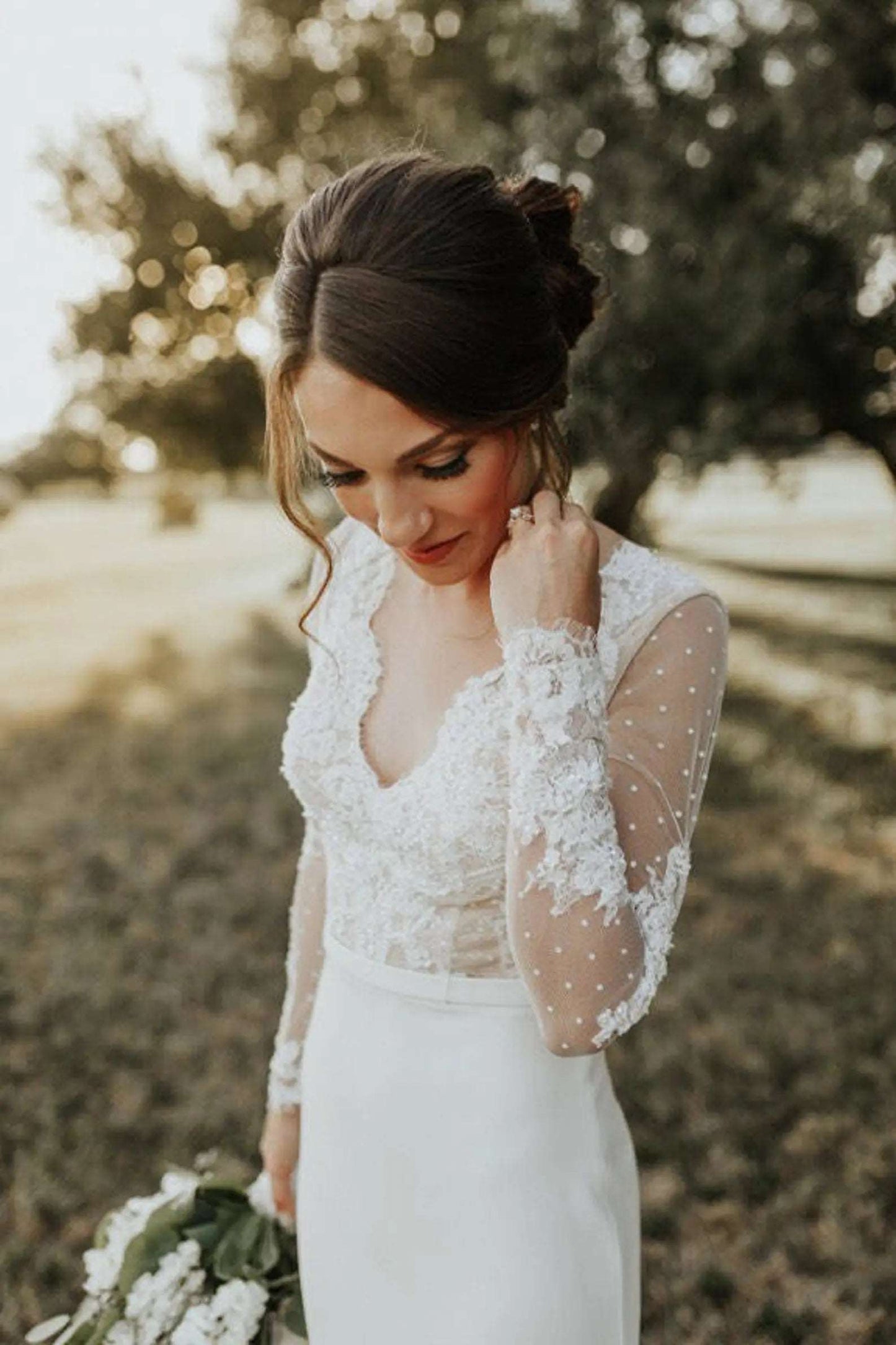 Polka Dot Lace Fit & Flare Wedding Dress Lauren