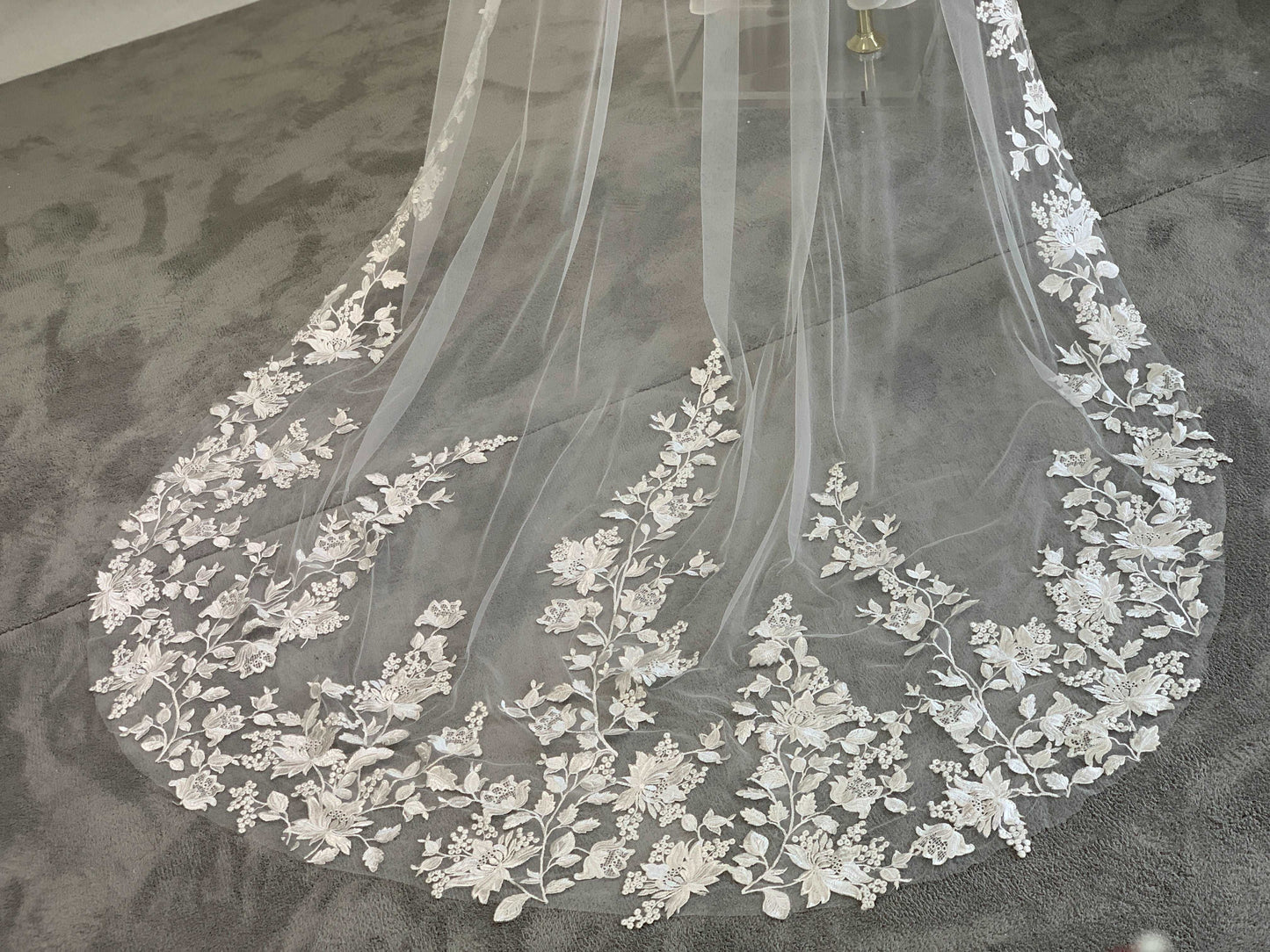 Growing Floral Lace Chapel Veil