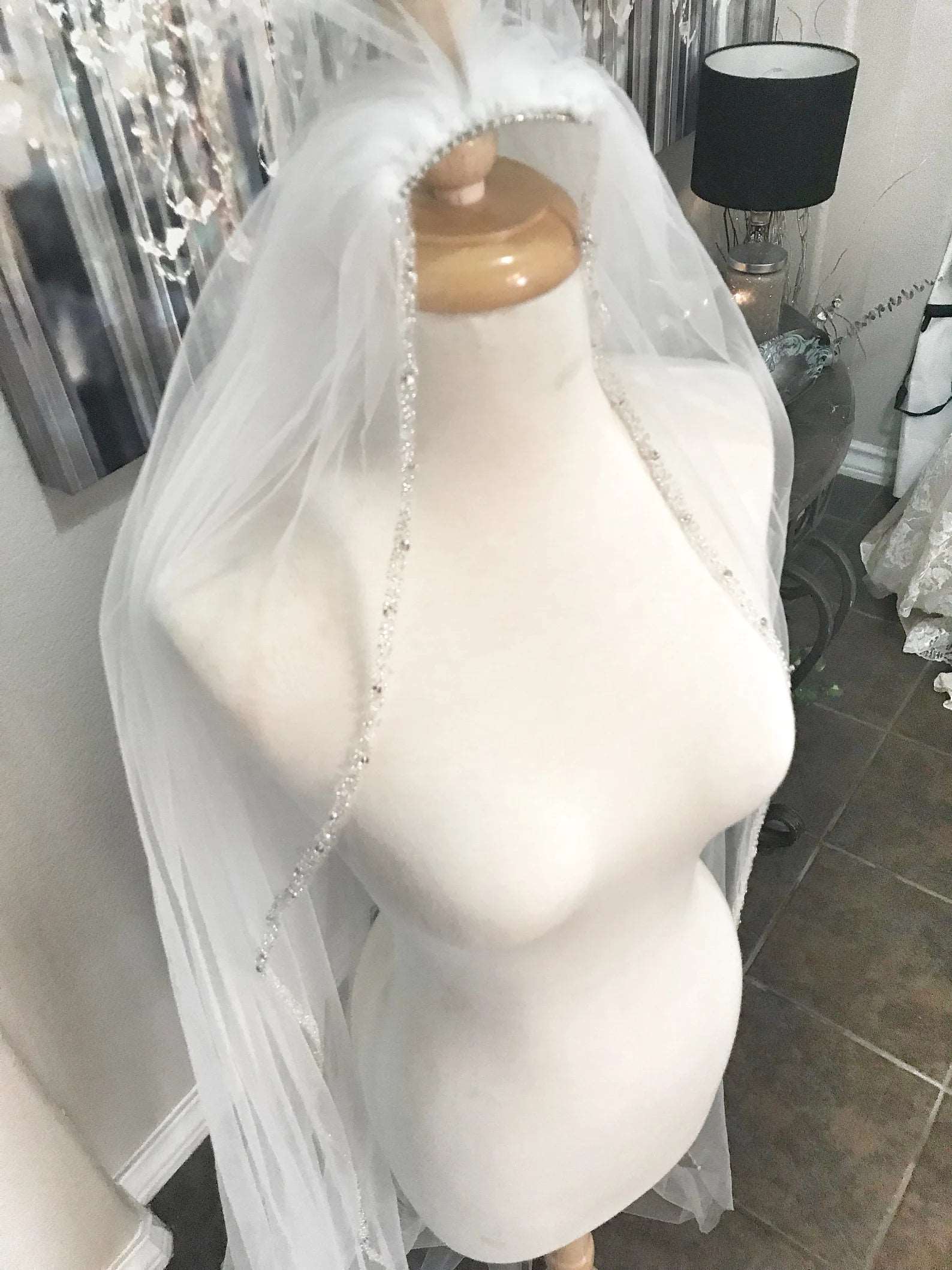 Veil Frame Made to Order Framing Beaded Edge Chapel Veil | Shop A.Cherie