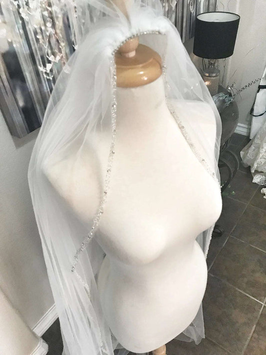 Framing Beaded Edge Chapel Veil - A.Cherie Couture Shop