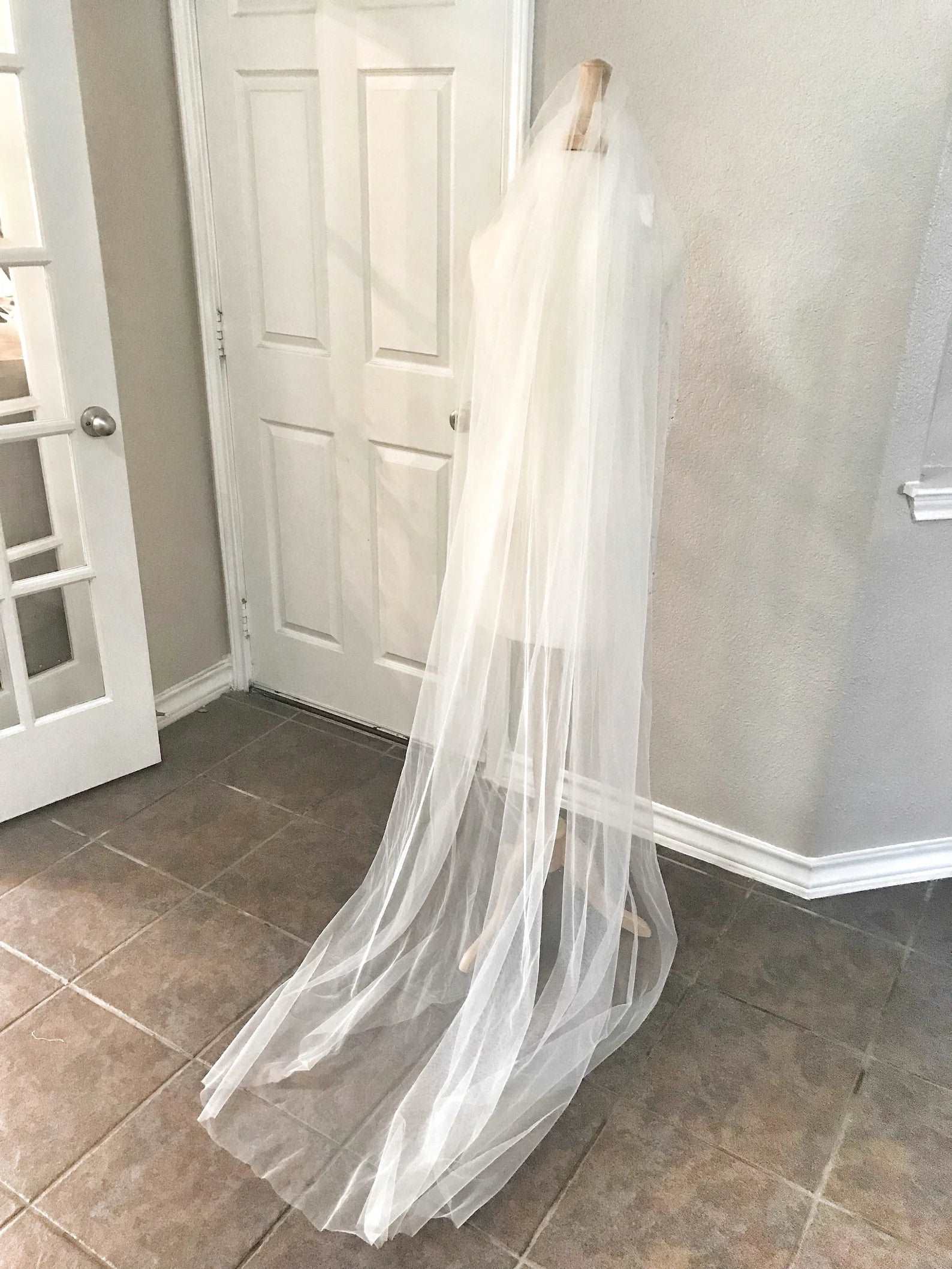 Framing Beaded Edge Chapel Veil - A.Cherie Couture Shop