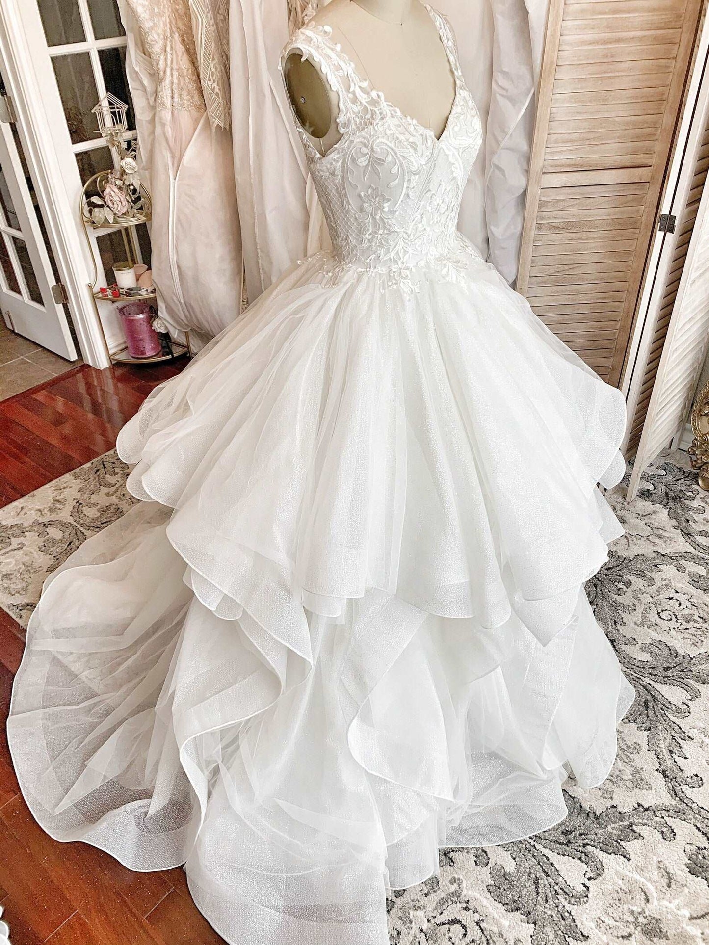 Glitter Tulle Tiered Full A-Line Wedding Dress Claire