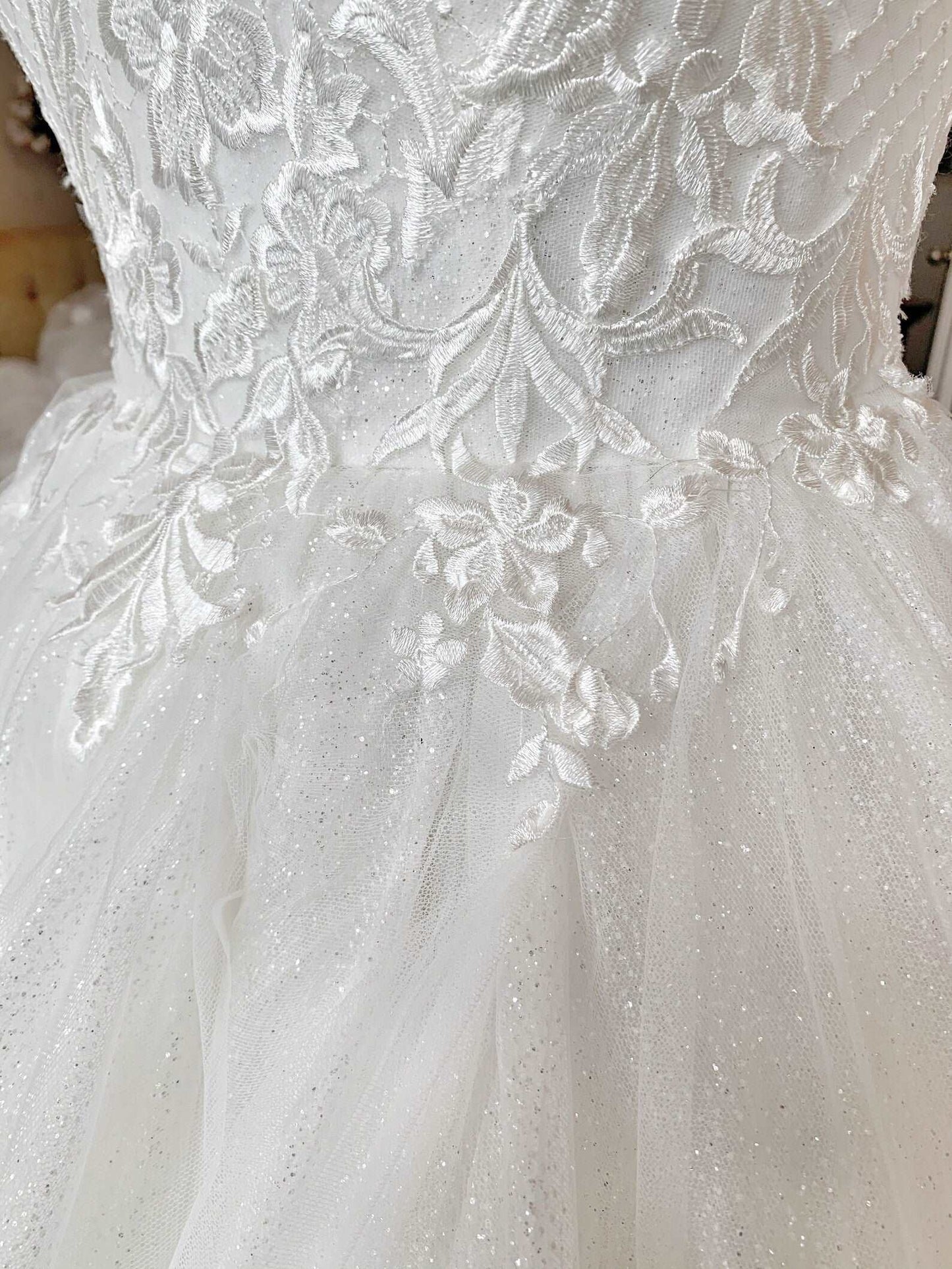 Glitter Tulle Tiered Full A-Line Wedding Dress Claire