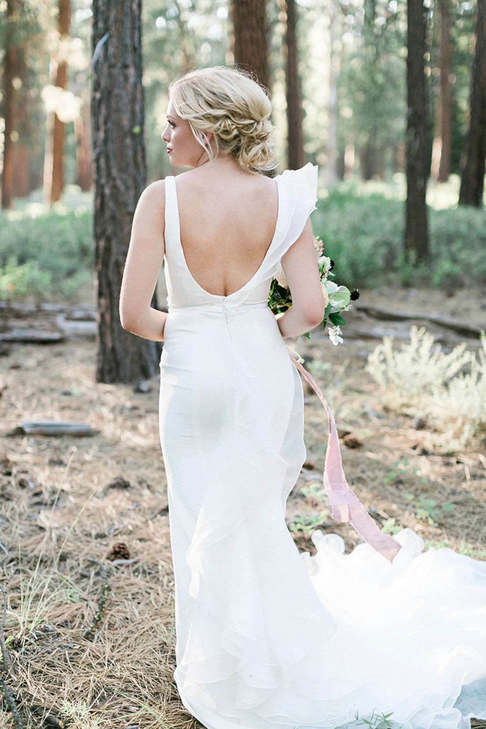 asymmetrical organza wedding dress Asymmetric Mermaid Wedding Dress Sculpted Silhouette & Organza Elegance by Lana Marinenko Liza Ray New York
