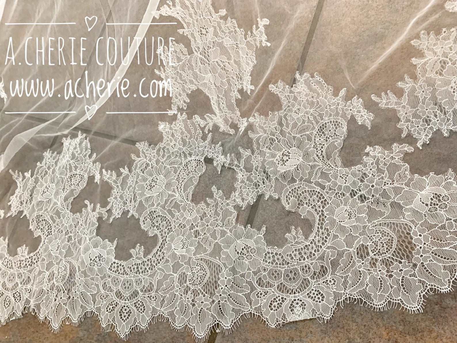 Pearl Beaded Chantilly Lace Royal Veil