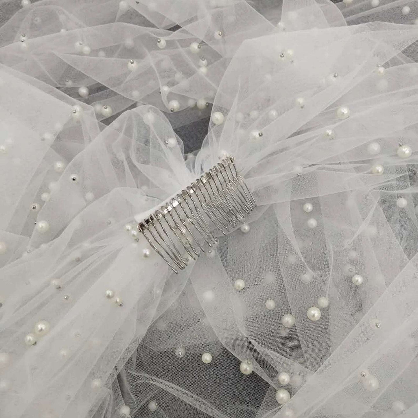 SALE - Pearl Beading Cathedral Veil