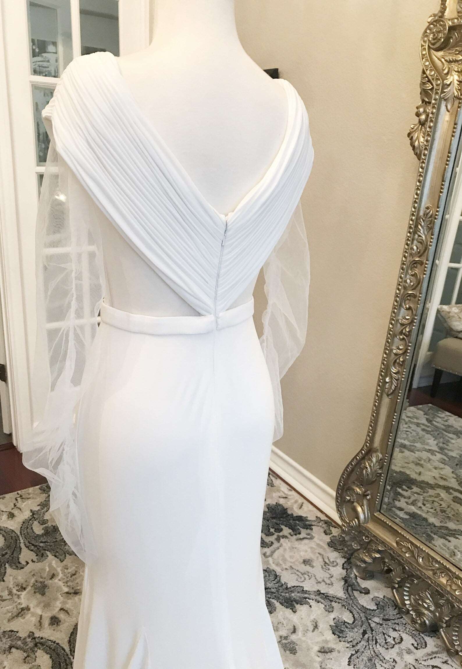 Pleated Bodice with Cut Outs Fit & Flare Wedding Dress | Shop A.Cherie Light Ivory / US14 Pleated Bodice with Cut Outs Fit & Flare Wedding Dress | Shop A.Cherie Light Ivory / US14