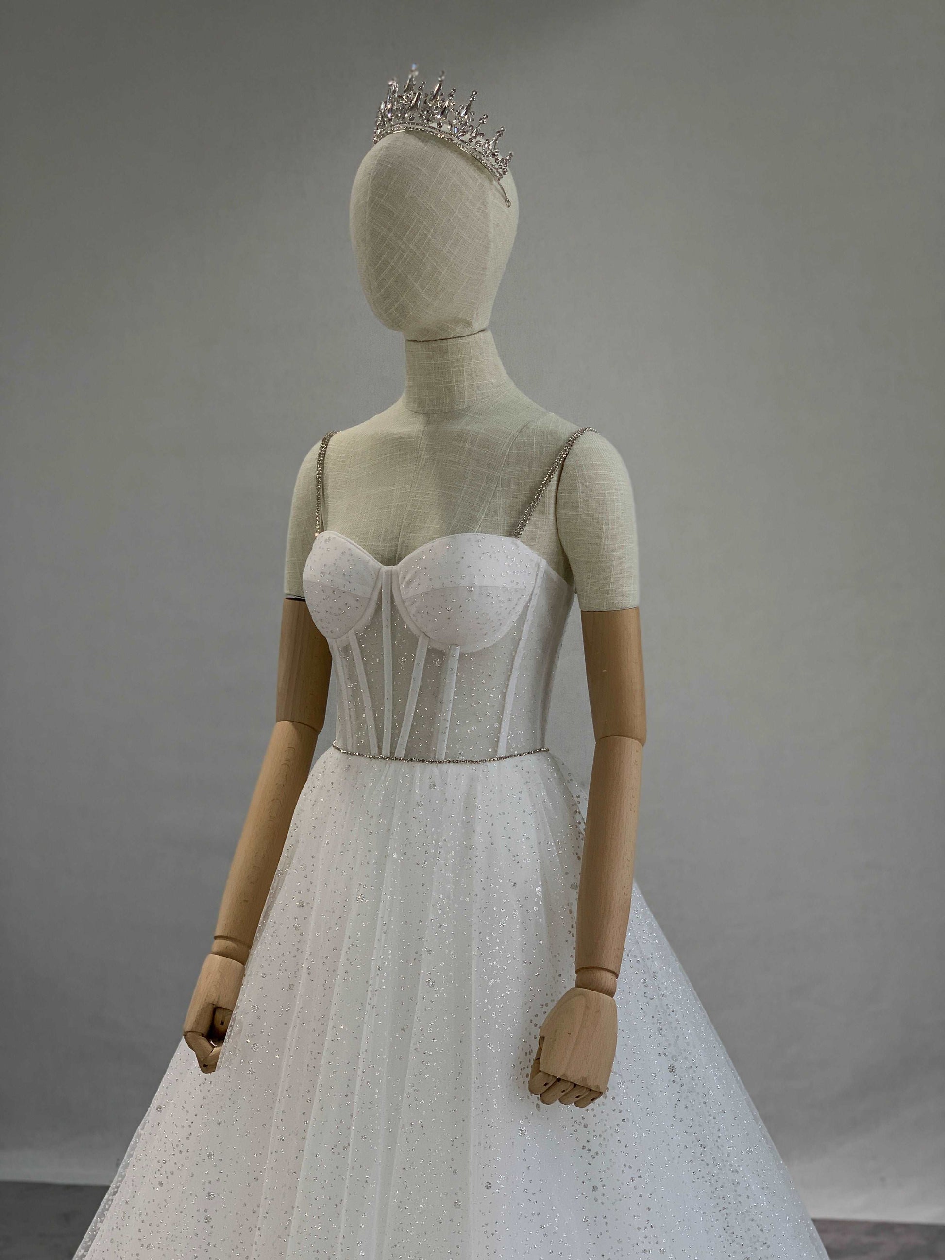 Made to Order Glitter Tulle A-Line Wedding Dress | Shop A.Cherie Light Ivory / US 12 Made to Order Glitter Tulle A-Line Wedding Dress | Shop A.Cherie Light Ivory / US 12