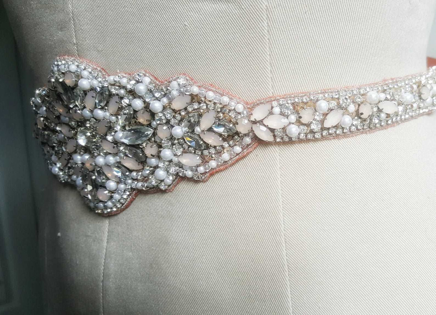 Rhinestone & Pearl Burnt Orange Sash