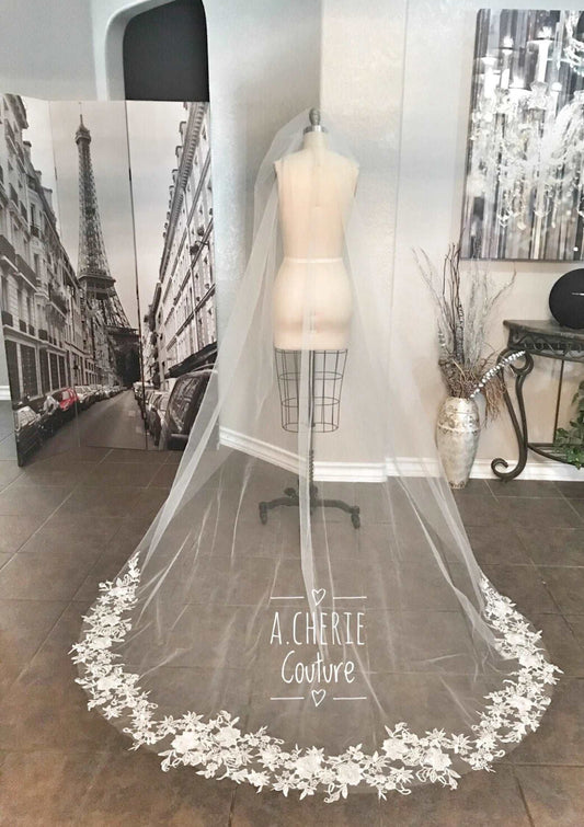 Rose Edge Lace Chapel Veil