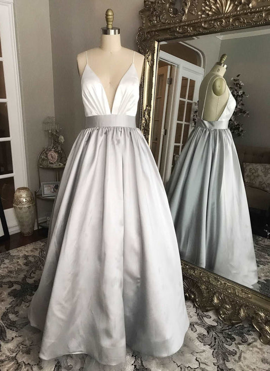 Open Back Straps Satin Mikado A-Line Wedding Dress Lex