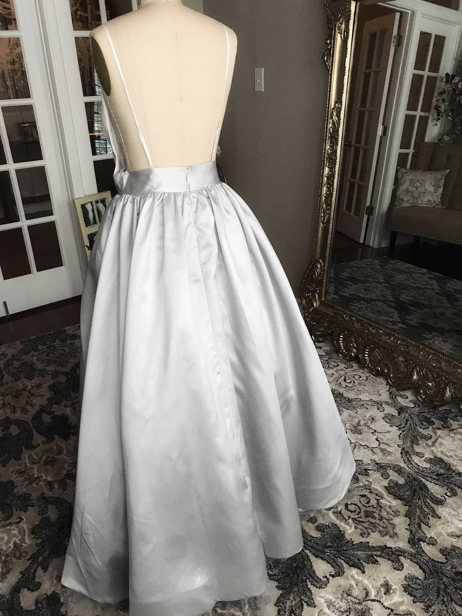 Open Back Straps Satin Mikado A-Line Wedding Dress Lex