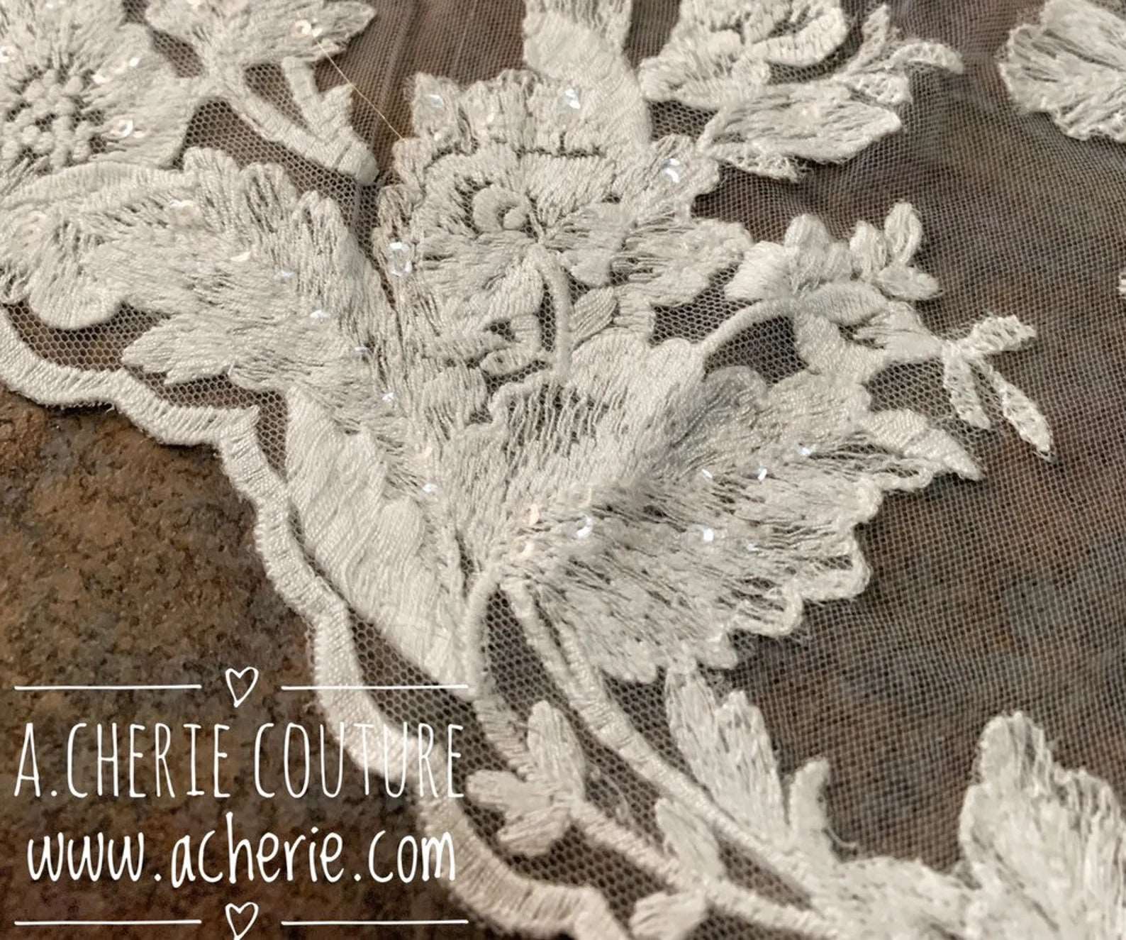 SALE - Soft Scallop Sequin Embroidery Lace Cathedral Veil