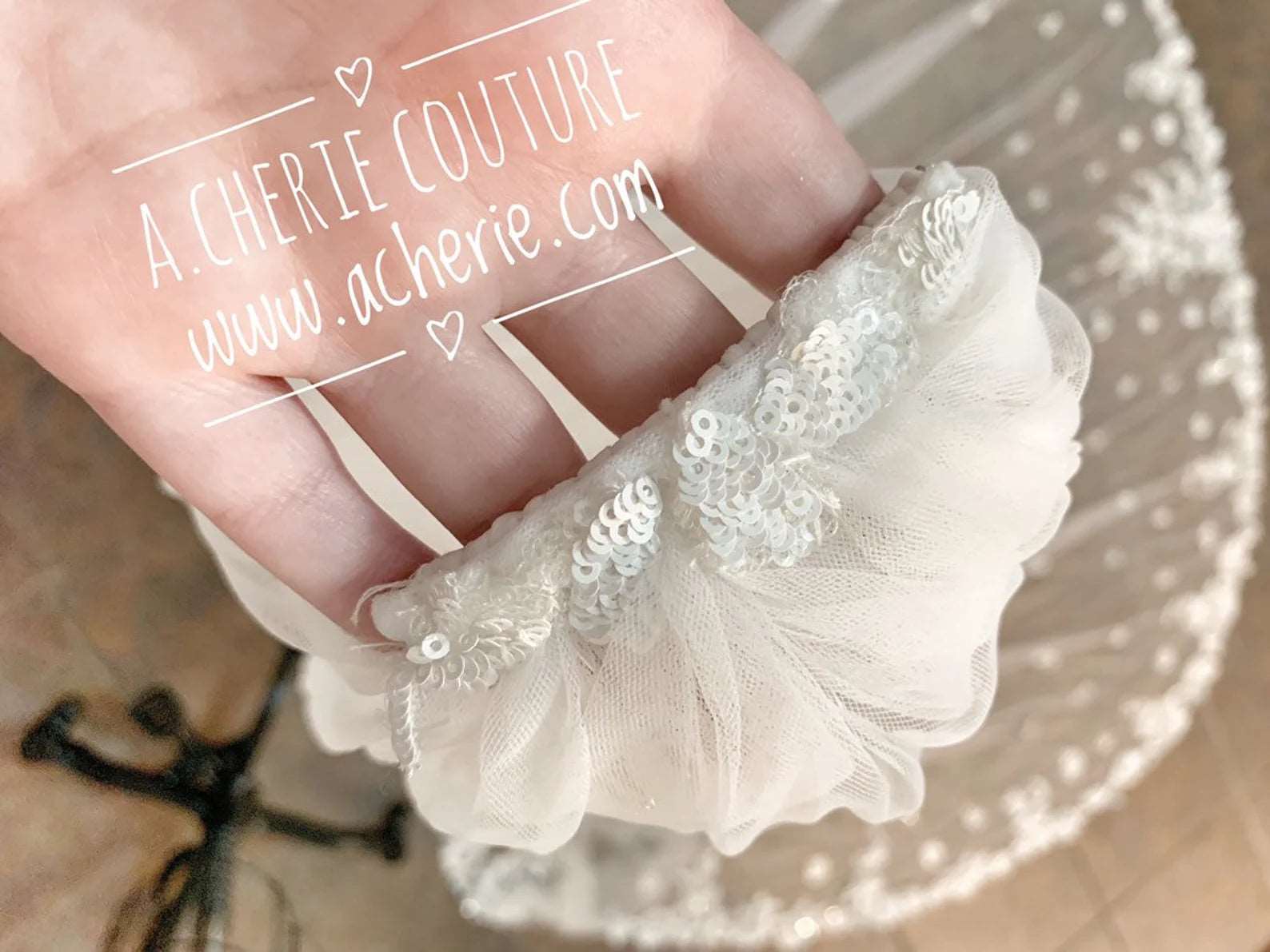 SALE - Sequin Dense Floral Lace Cathedral Veil