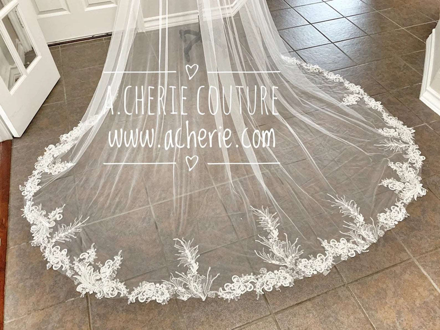 SALE - Unique Sequin Tinsel Lace Cathedral Veil