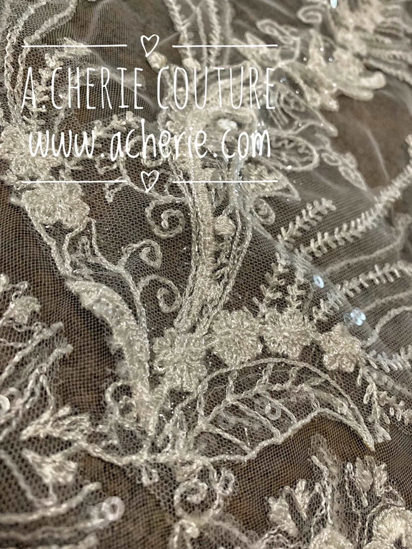 SALE - Unique Sequin Tinsel Lace Cathedral Veil