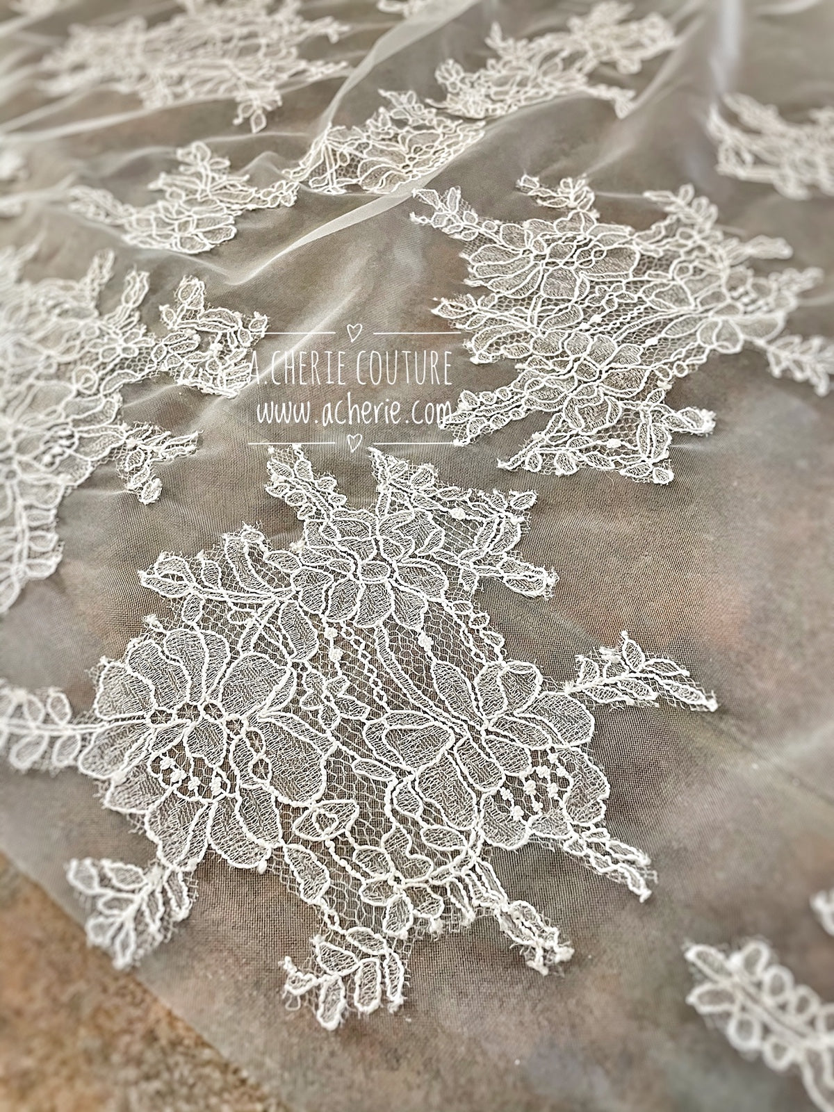 Style CHV06 Chantilly Lace Chapel Veil - A.Cherie Couture Shop