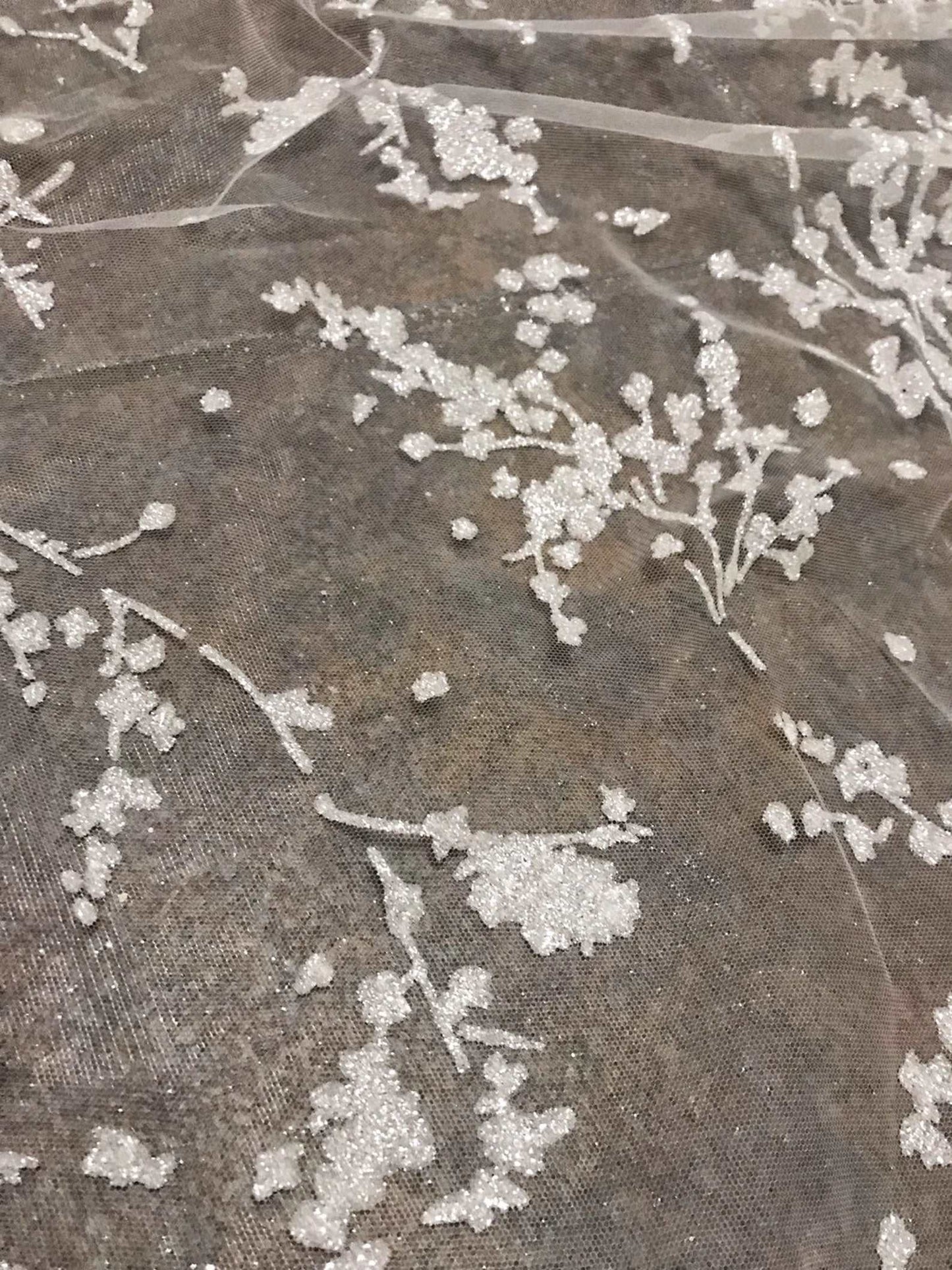 Floral Glitter Tulle Cathedral Veil - A.Cherie Couture Shop
