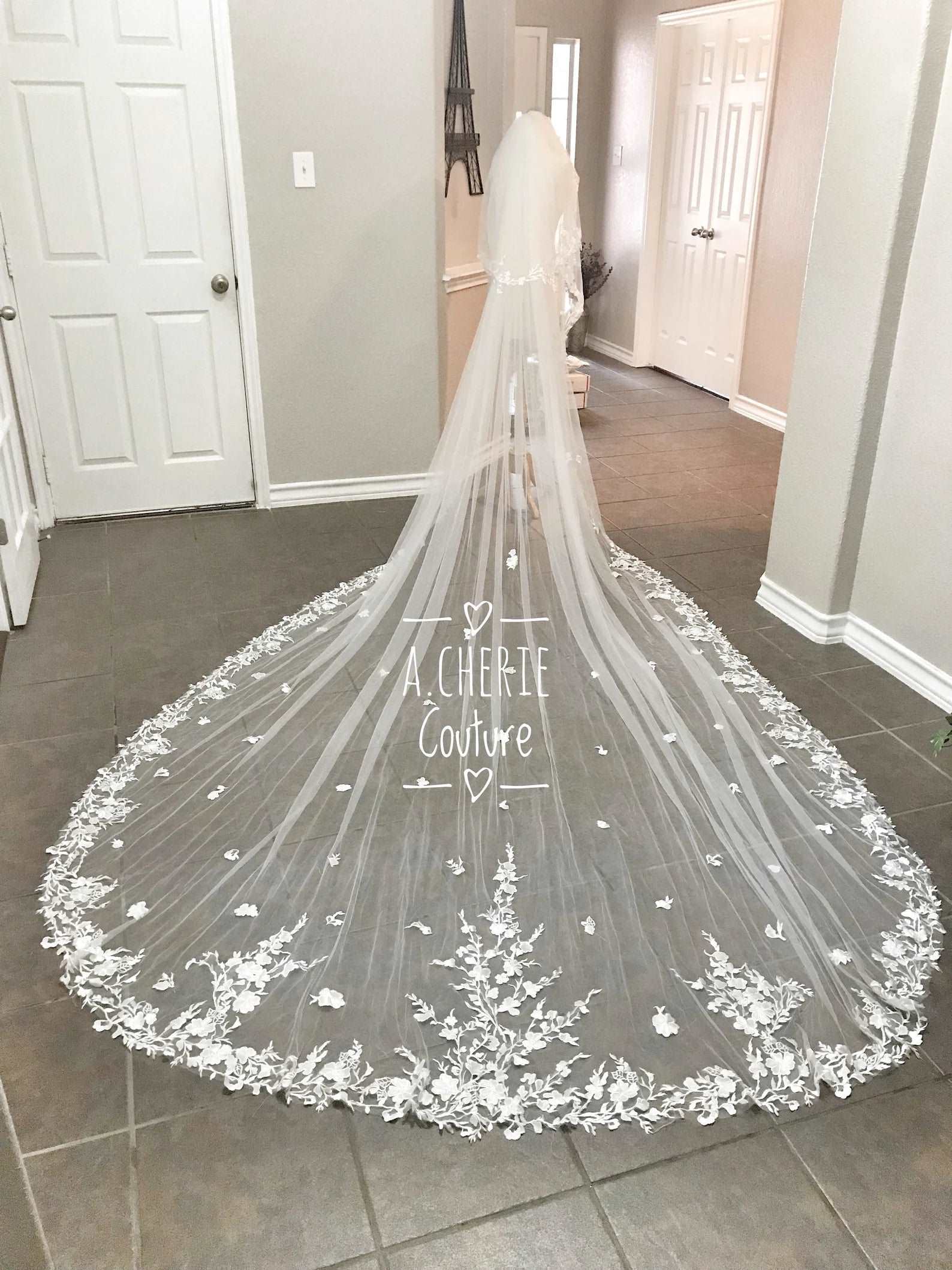 Floral Branch Lace Royal Veil - A.Cherie Couture Shop