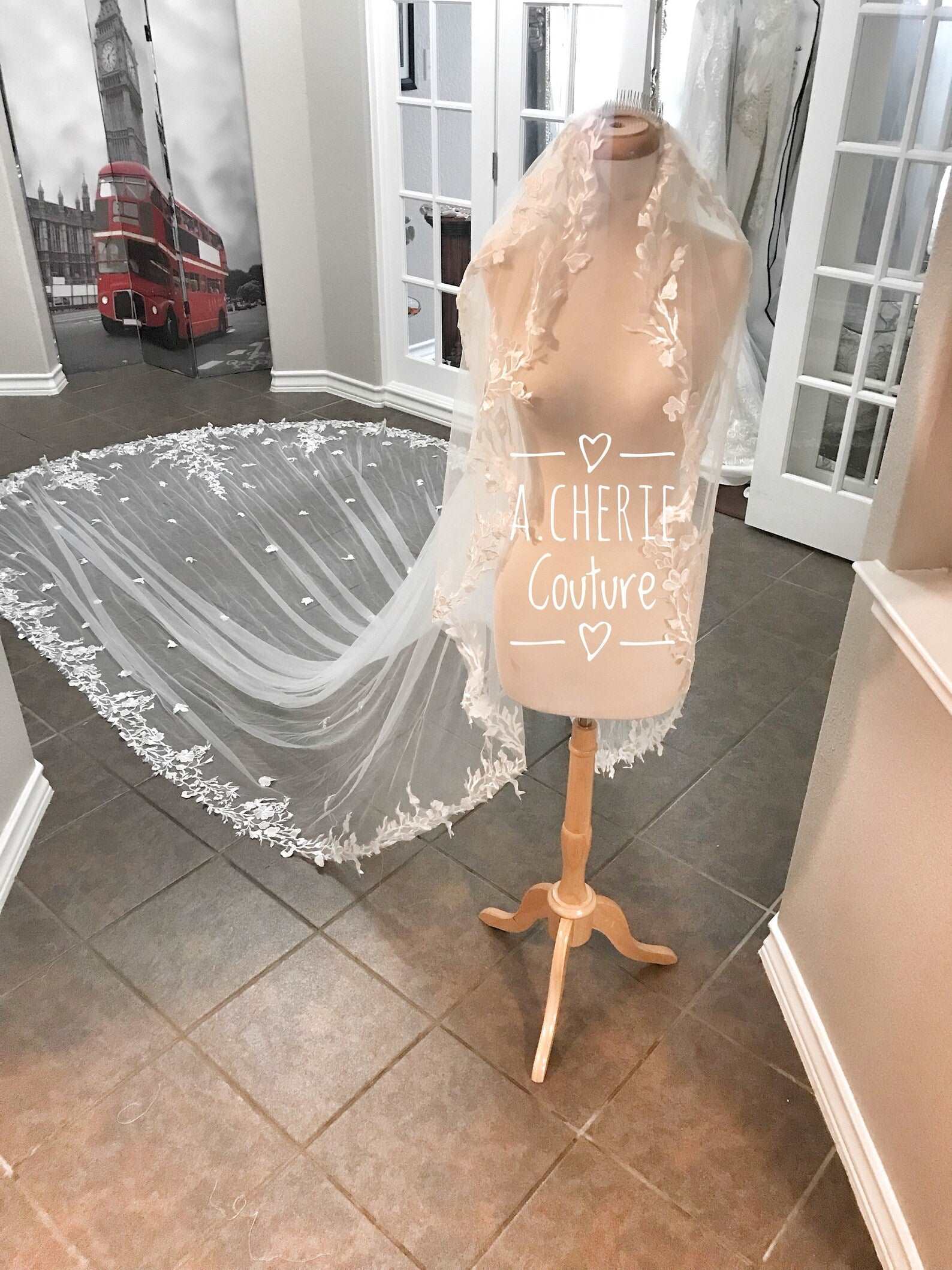 Floral Branch Lace Royal Veil - A.Cherie Couture Shop
