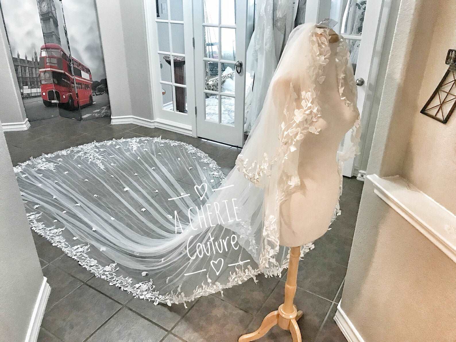 Floral Branch Lace Royal Veil - A.Cherie Couture Shop