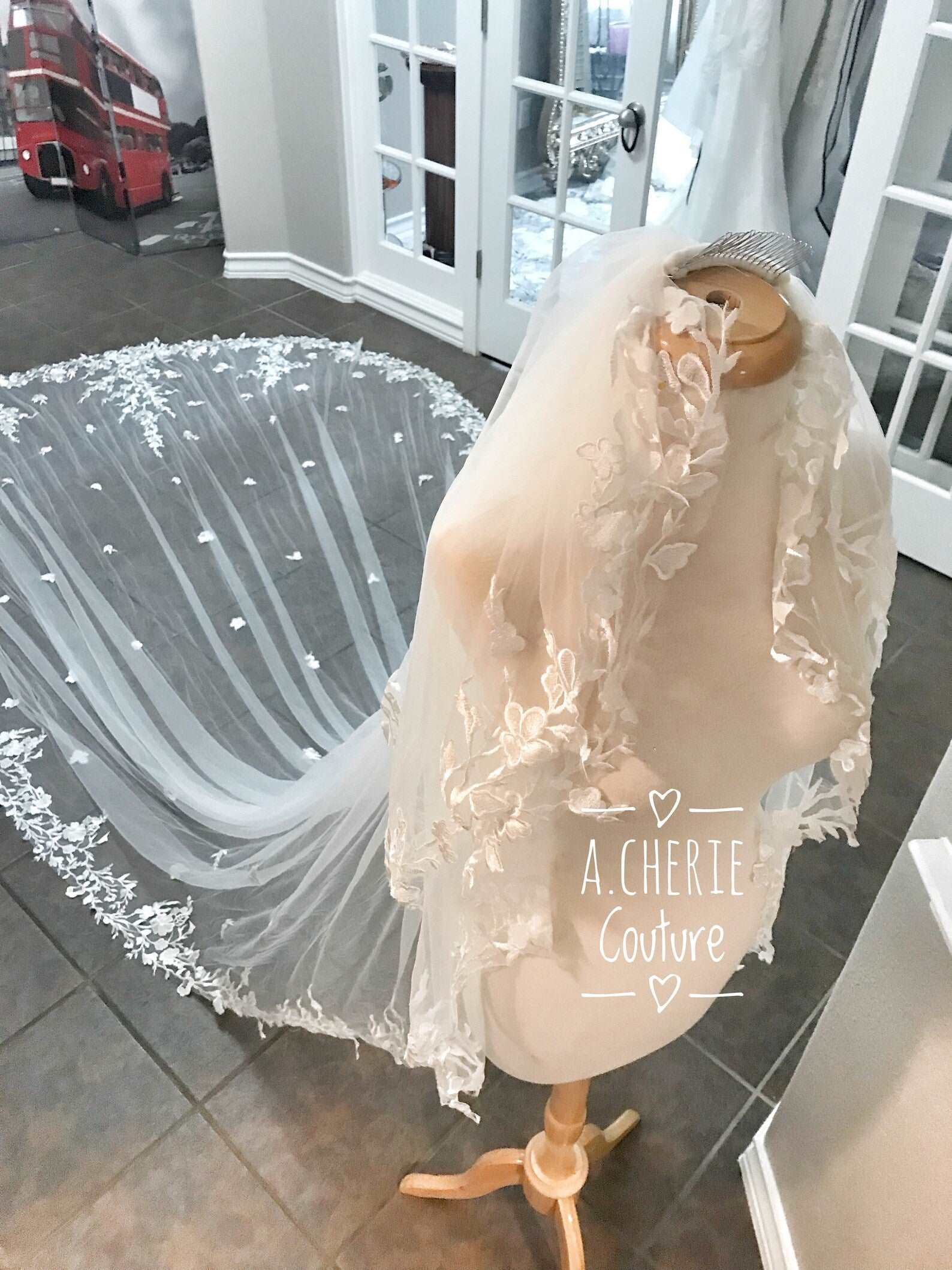 Floral Branch Lace Royal Veil - A.Cherie Couture Shop