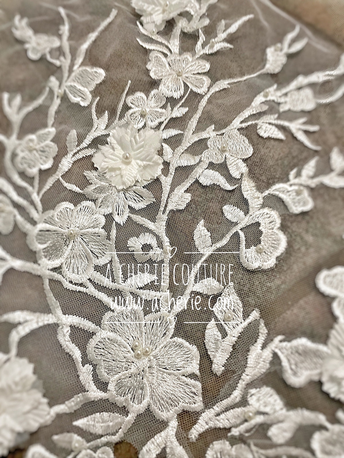 Style RV31 3D Floral Embroidered Lace Royal Veil - A.Cherie Couture Shop