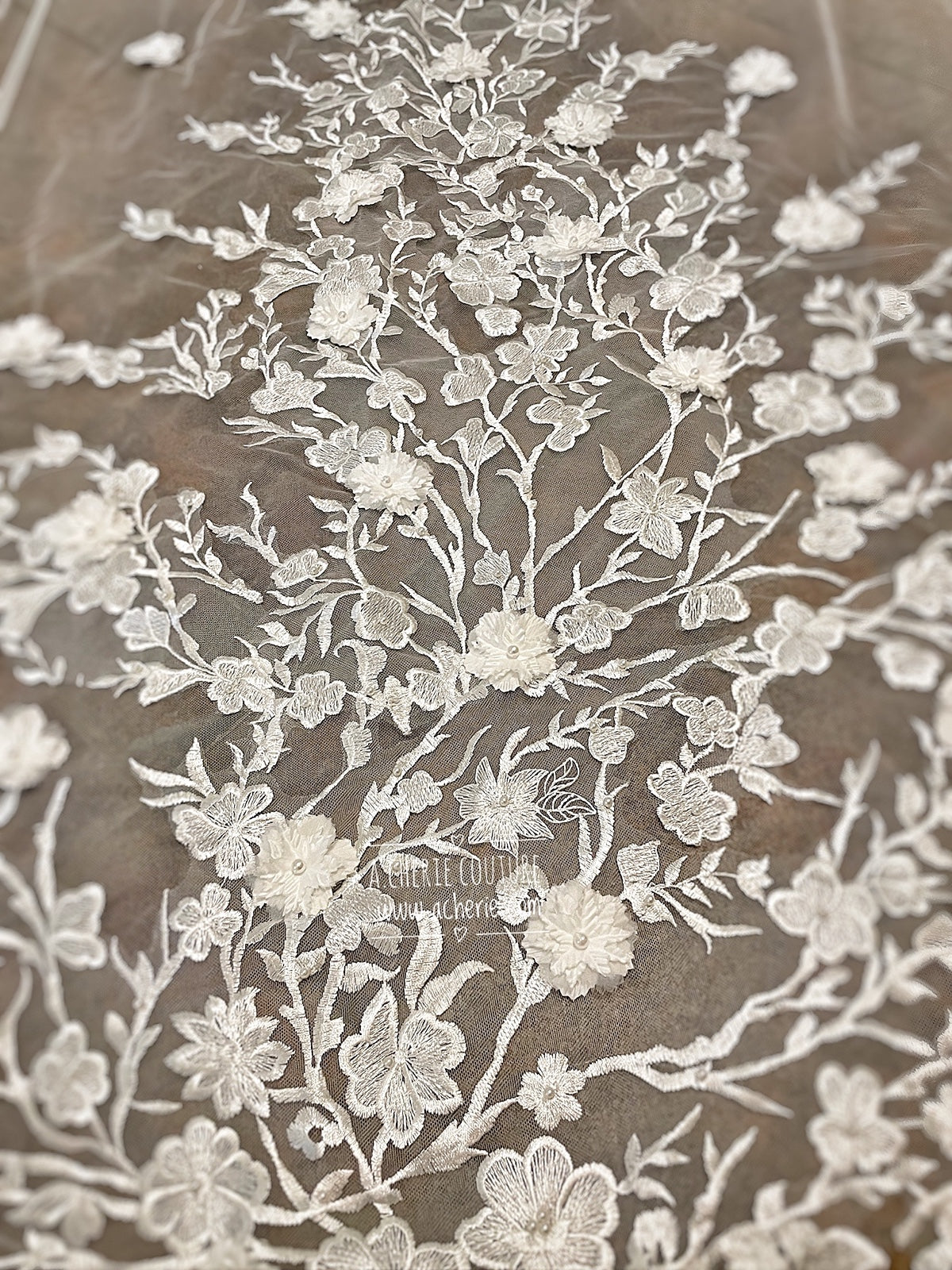 Style RV31 3D Floral Embroidered Lace Royal Veil - A.Cherie Couture Shop