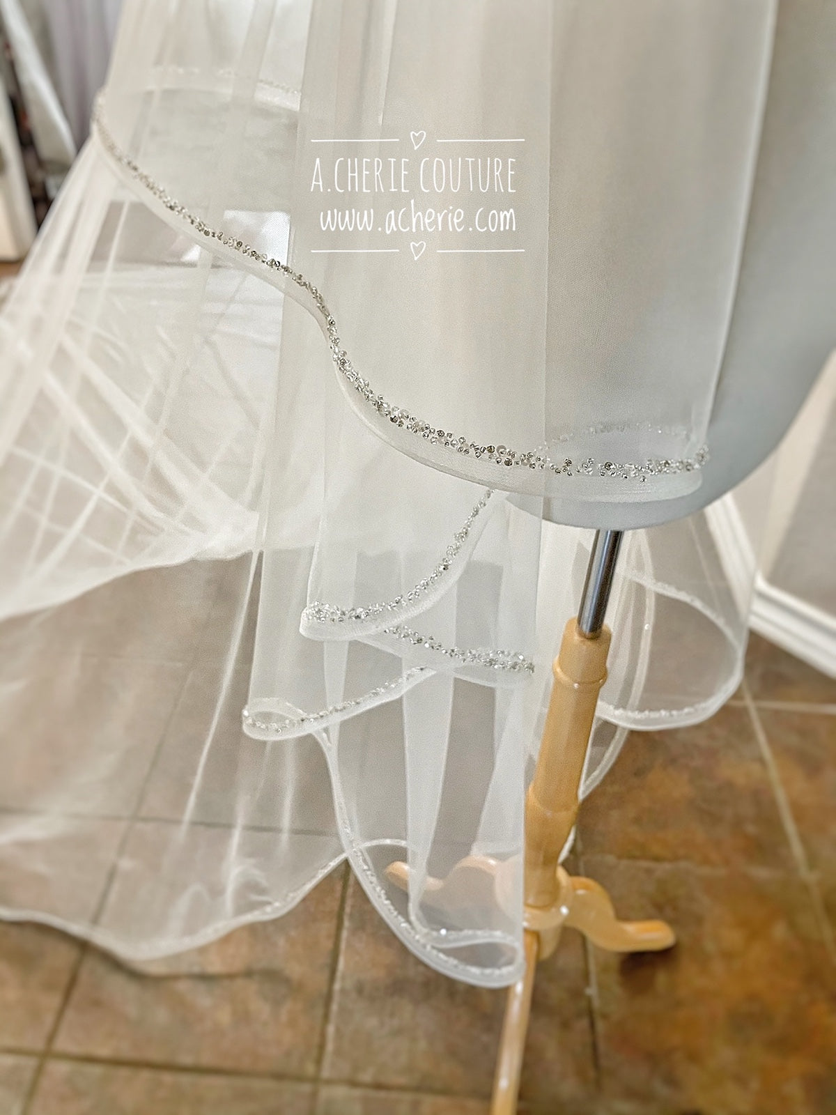 Style RV34 Mix Beaded Edge Royal Veil - A.Cherie Couture Shop