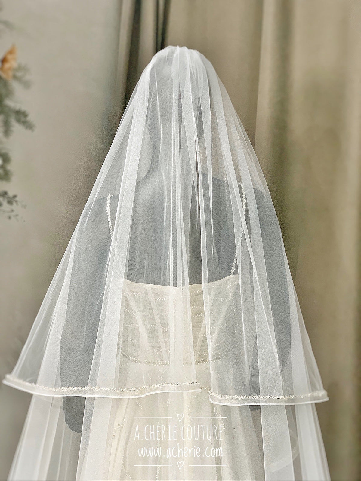 Style RV34 Mix Beaded Edge Royal Veil - A.Cherie Couture Shop