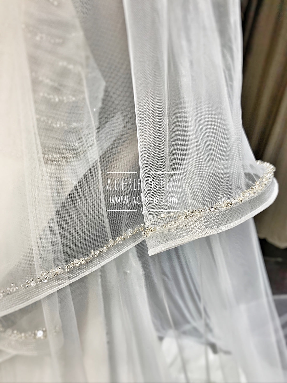 Style RV34 Mix Beaded Edge Royal Veil - A.Cherie Couture Shop