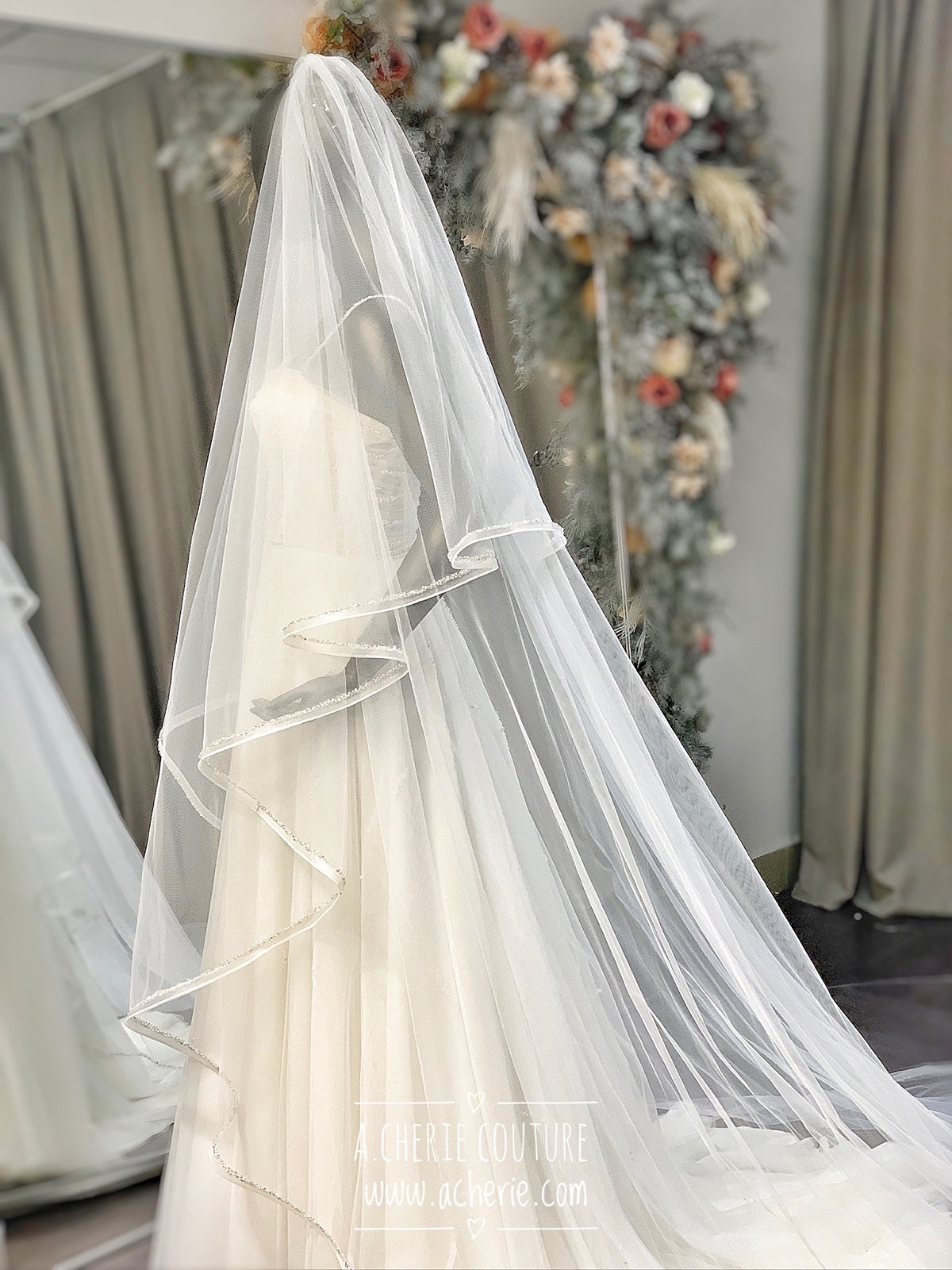 Style RV34 Mix Beaded Edge Royal Veil - A.Cherie Couture Shop