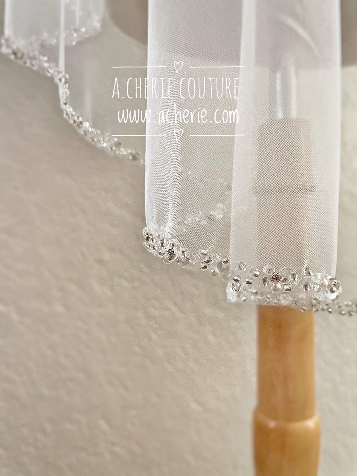 Style SV10 Mixed Beaded Edge Short Veil - A.Cherie Couture Shop