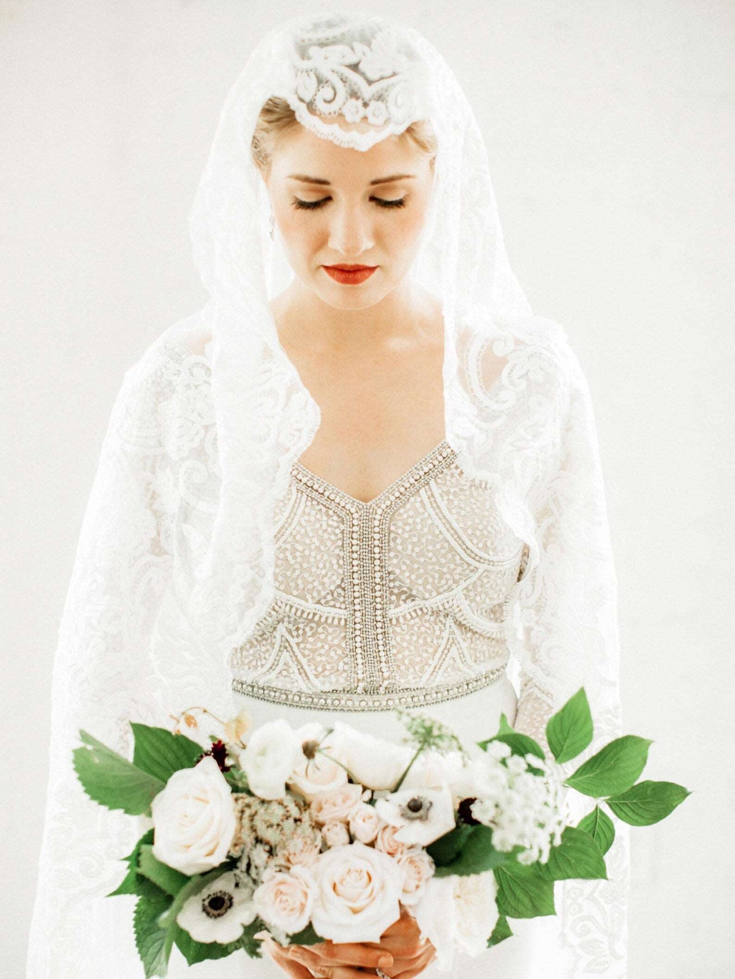 Art Deco Lace Cathedral Veil - A.Cherie Couture Shop