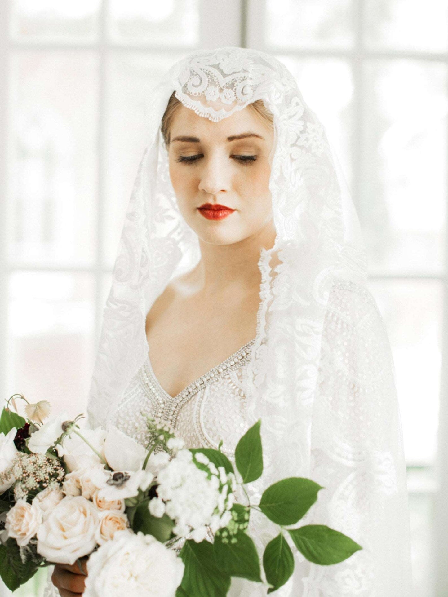 Art Deco Lace Cathedral Veil - A.Cherie Couture Shop