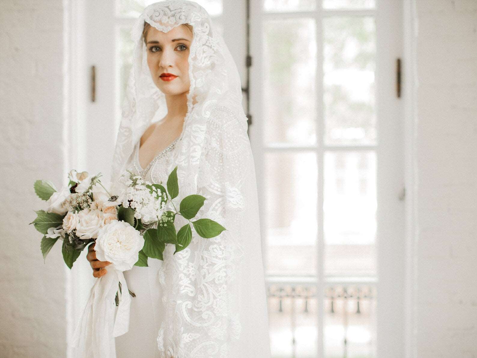 Art Deco Lace Cathedral Veil - A.Cherie Couture Shop