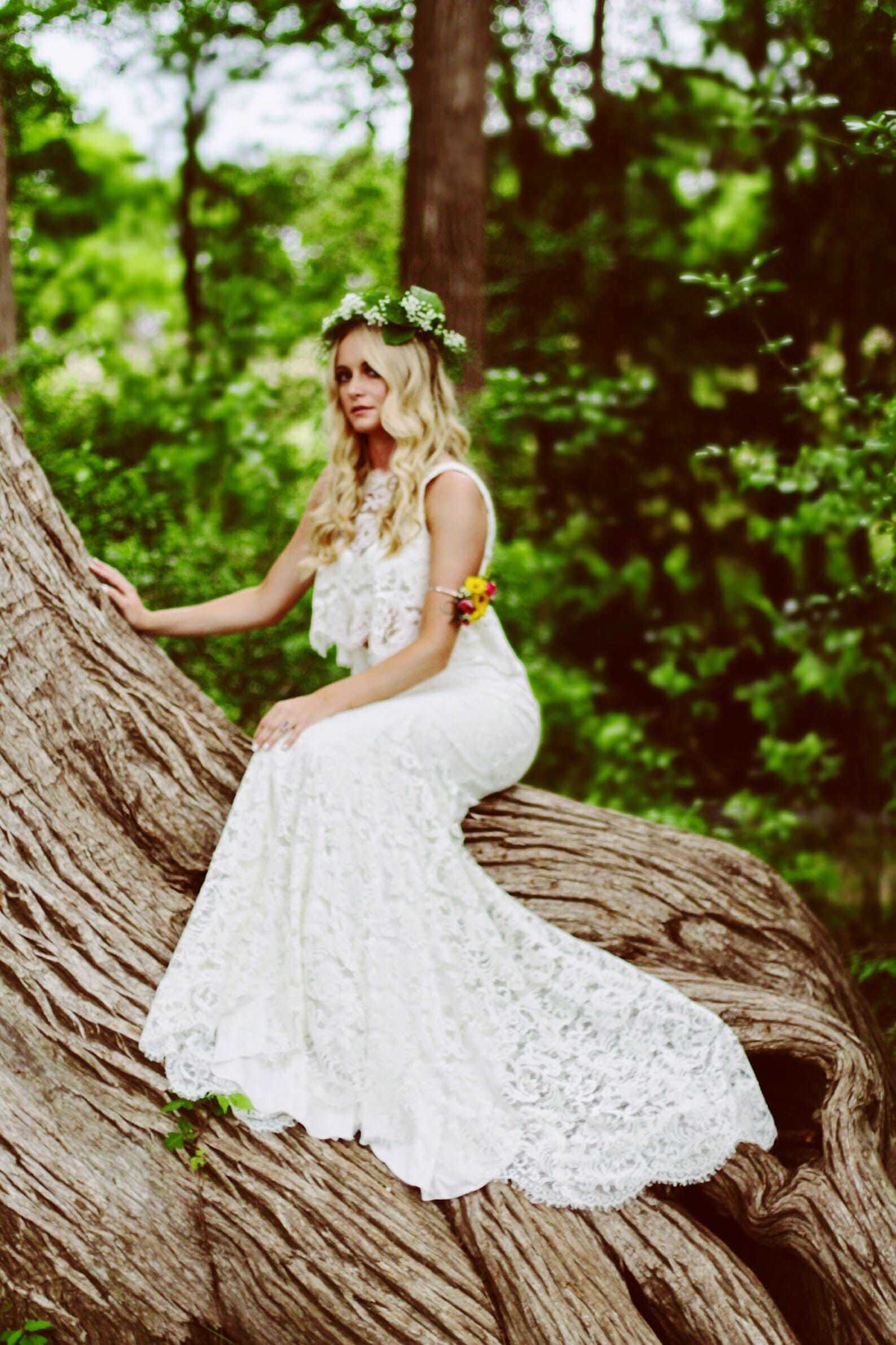 2 Piece Boho Style Lace Fit & Flare Wedding Dress Hadley - A.Cherie Couture Shop