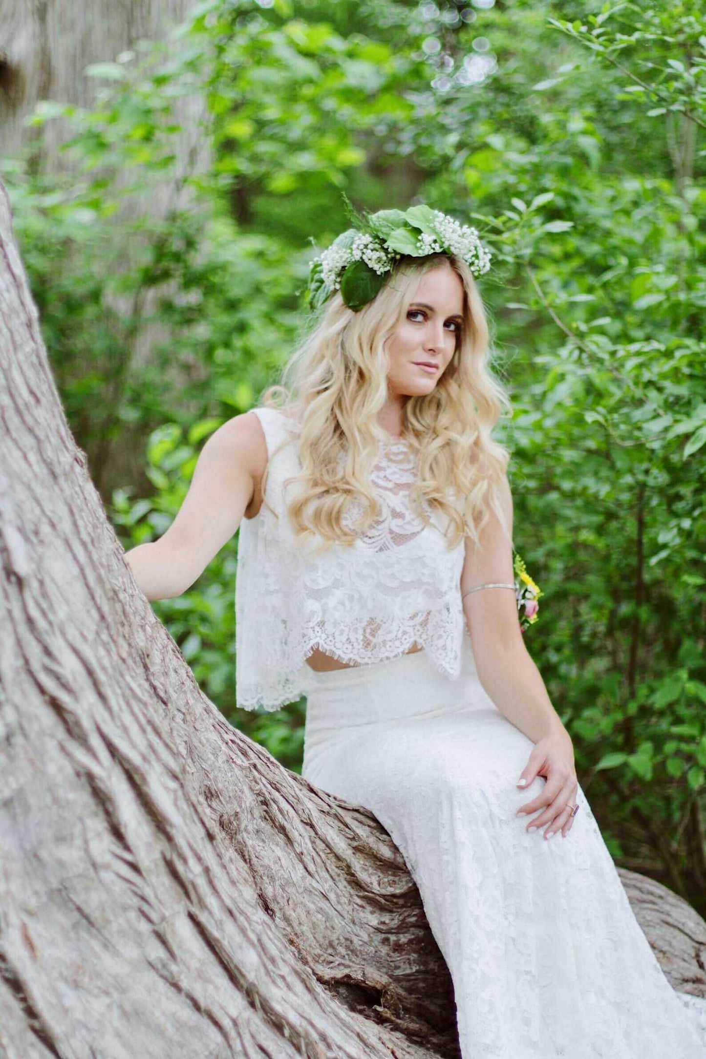 2 Piece Boho Style Lace Fit & Flare Wedding Dress Hadley - A.Cherie Couture Shop