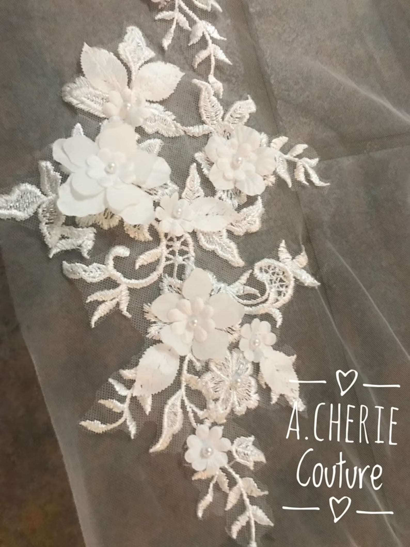 3D Floral Lace Cathedral Veil - A.Cherie Couture Shop