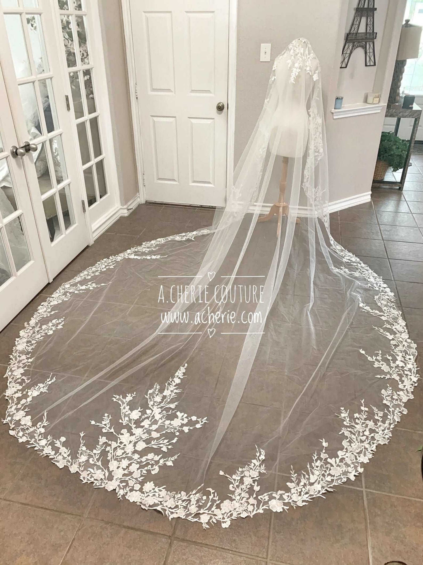 All Around Floral Branch Lace Royal Veil - A.Cherie Couture Shop