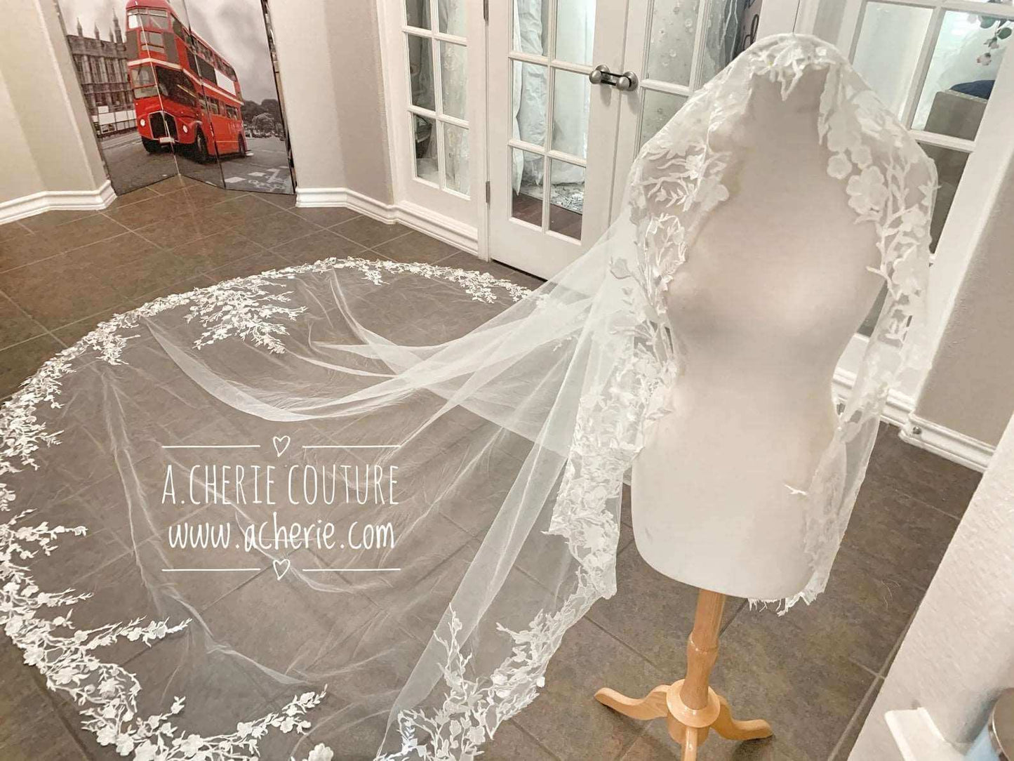 All Around Floral Branch Lace Royal Veil - A.Cherie Couture Shop