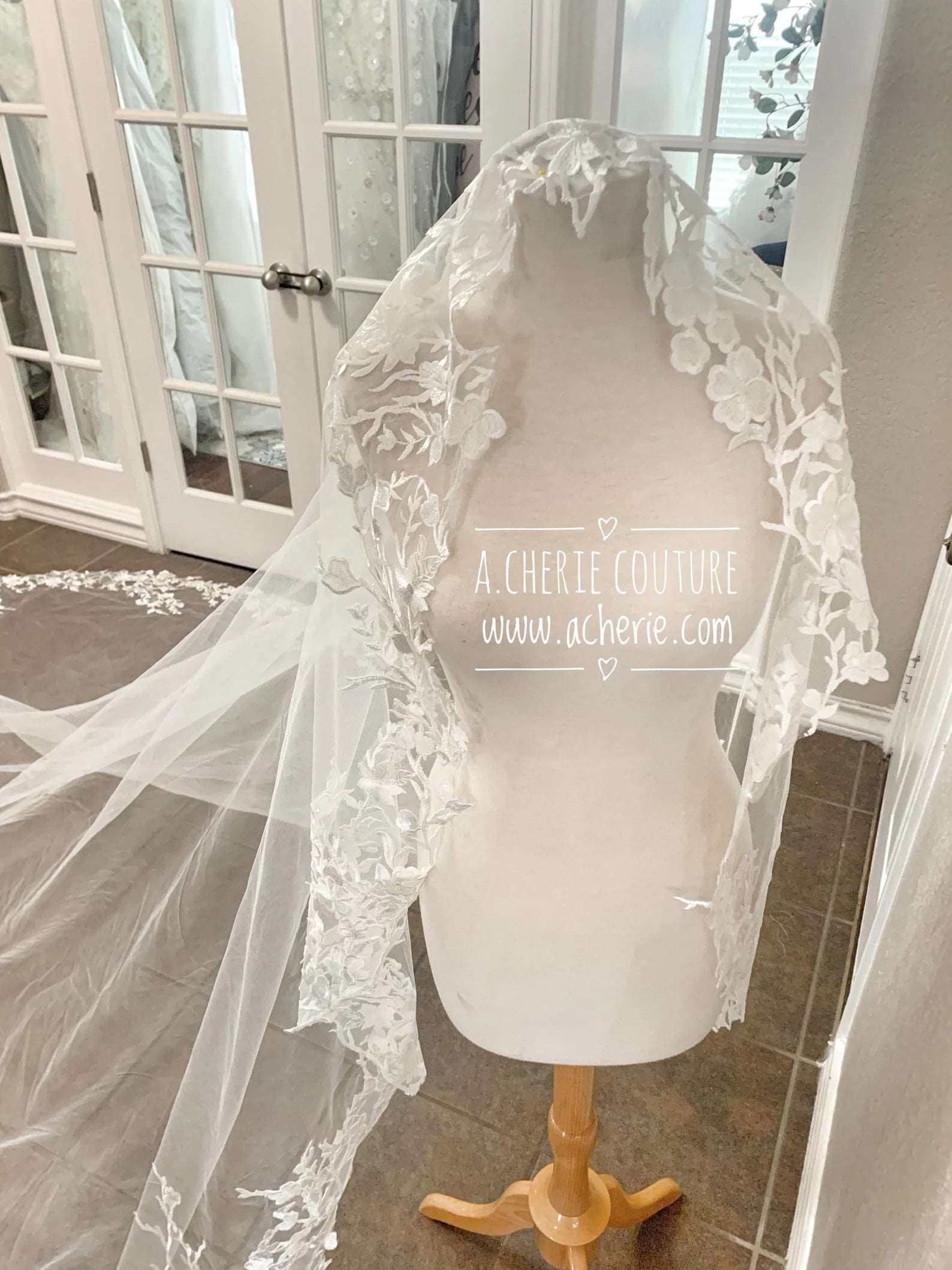 All Around Floral Branch Lace Royal Veil - A.Cherie Couture Shop