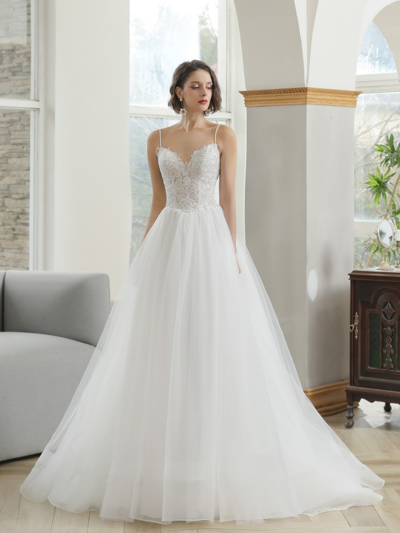 Sweetheart Neckline Lace A-Line Wedding Dress Cristy - A.Cherie Couture Shop