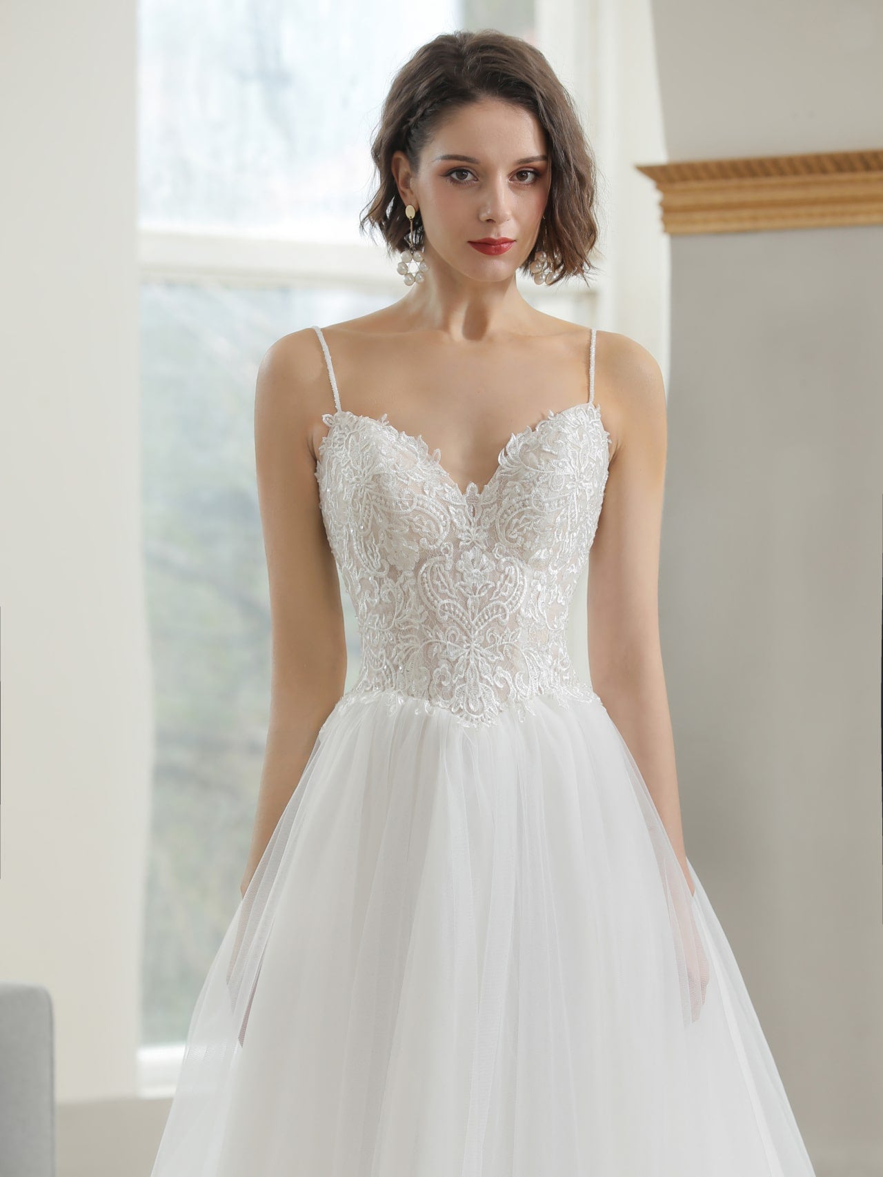 Sweetheart Neckline Lace A-Line Wedding Dress Cristy - A.Cherie Couture Shop