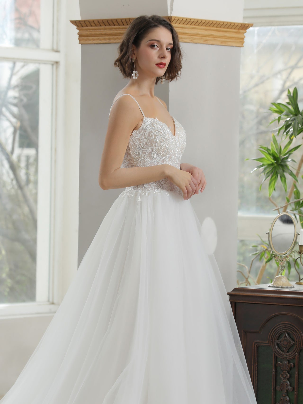 Sweetheart Neckline Lace A-Line Wedding Dress Cristy - A.Cherie Couture Shop