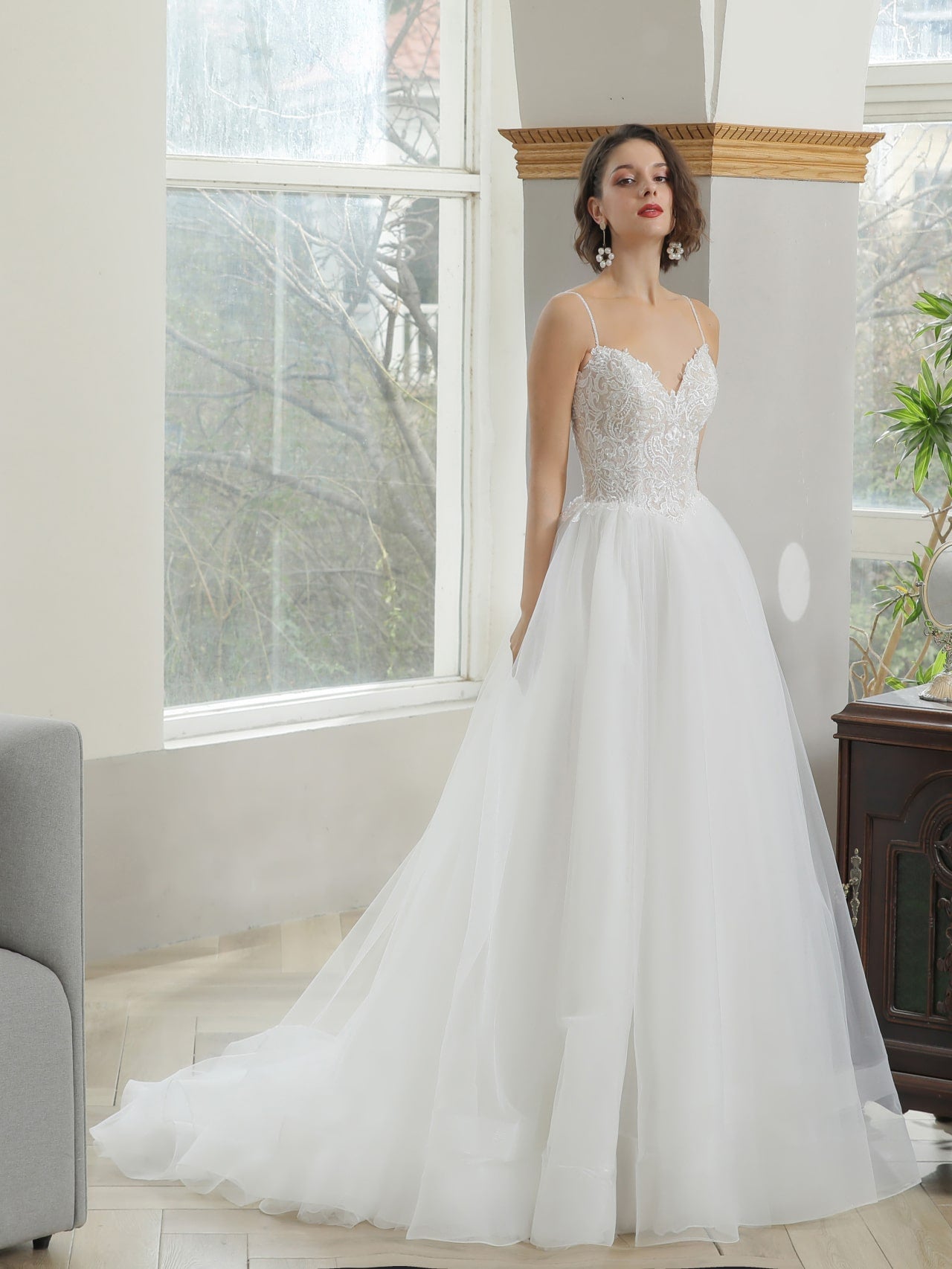 Sweetheart Neckline Lace A-Line Wedding Dress Cristy - A.Cherie Couture Shop