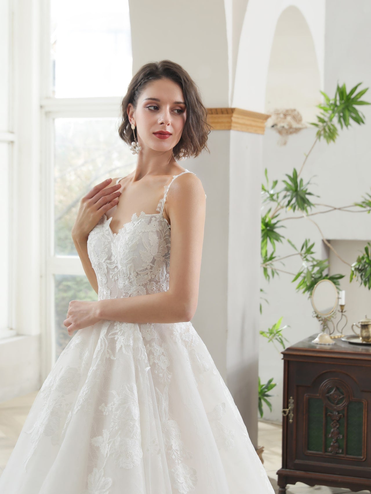 Floral Lace Sweetheart Full A-Line Wedding Dress Rosalind - A.Cherie Couture Shop