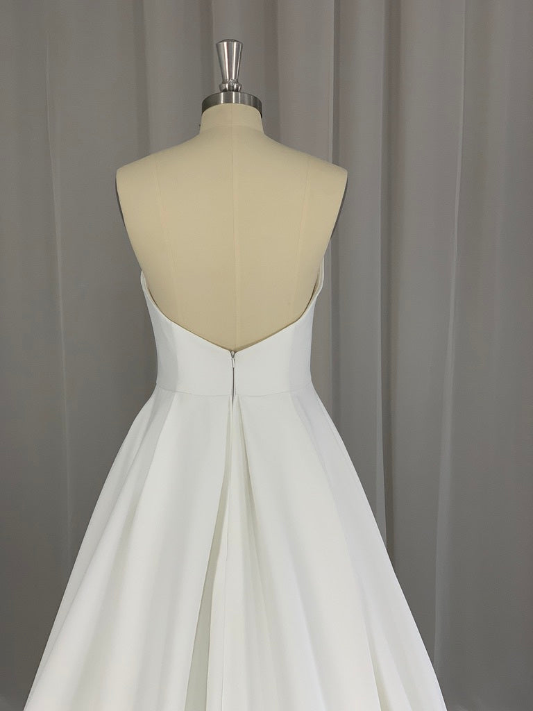 Matte Satin A-Line Wedding Dress Ava with Leg Slit - A.Cherie Couture Shop