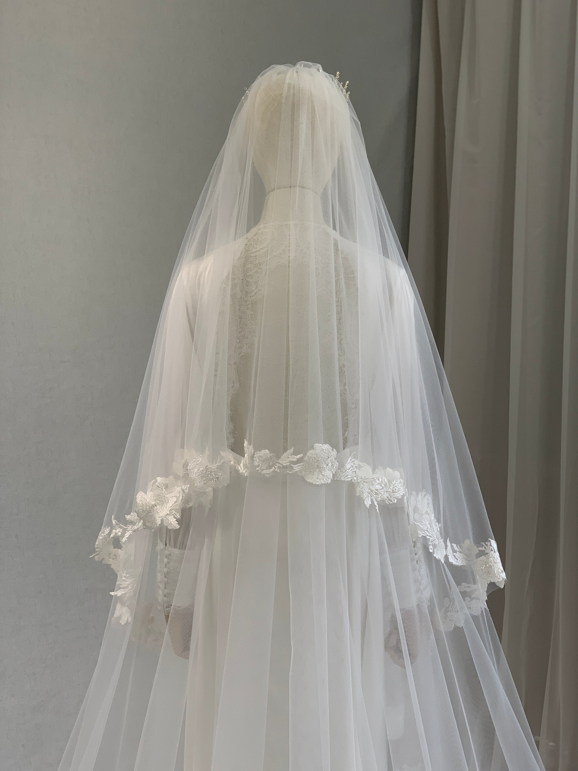 Sequin Floral Lace Cathedral Veil - A.Cherie Couture Shop